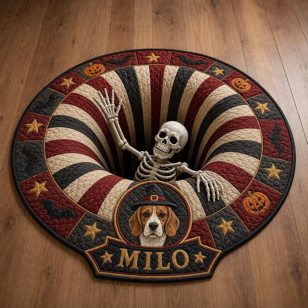 Personalized Halloween Cat Rug - Custom Pet Name Round Mat - image 3