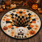 Personalized Corgi Halloween Rug - Custom Pet Name Round Carpet - image 4