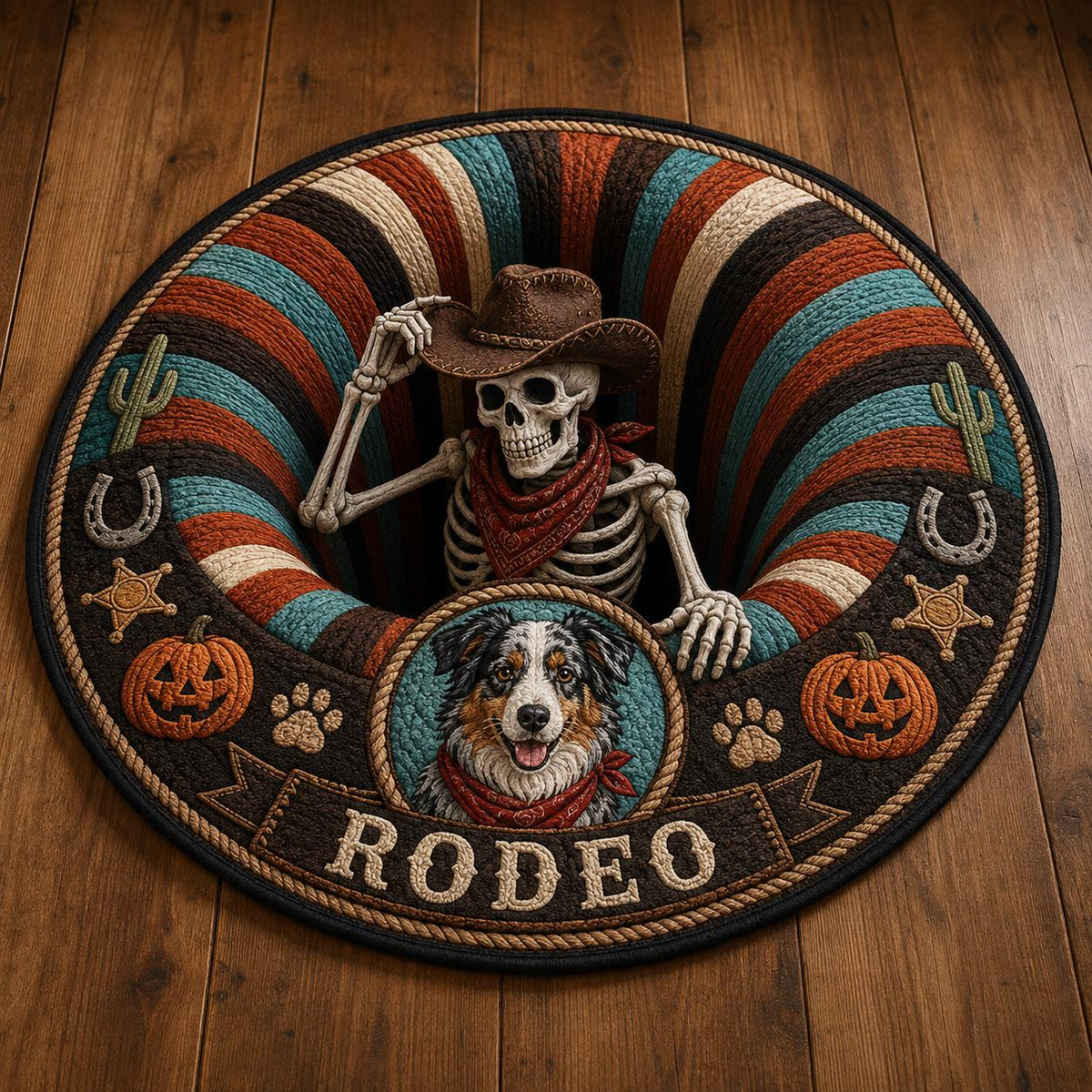 Pirate Dog Round Rug - Personalized Pet Name Carpet - image 3