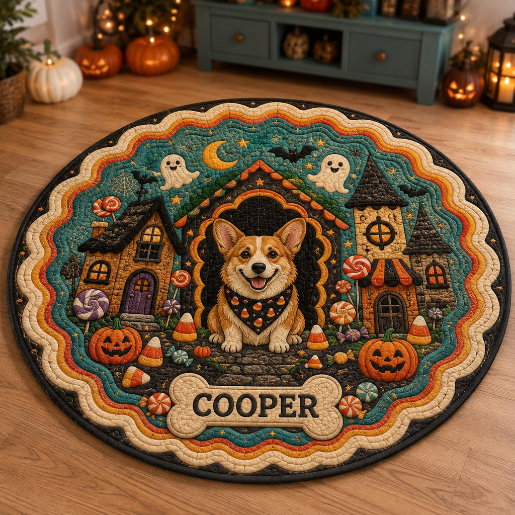 Ghost Picnic Cat Rug - Custom Pet Name Round Carpet - image 4