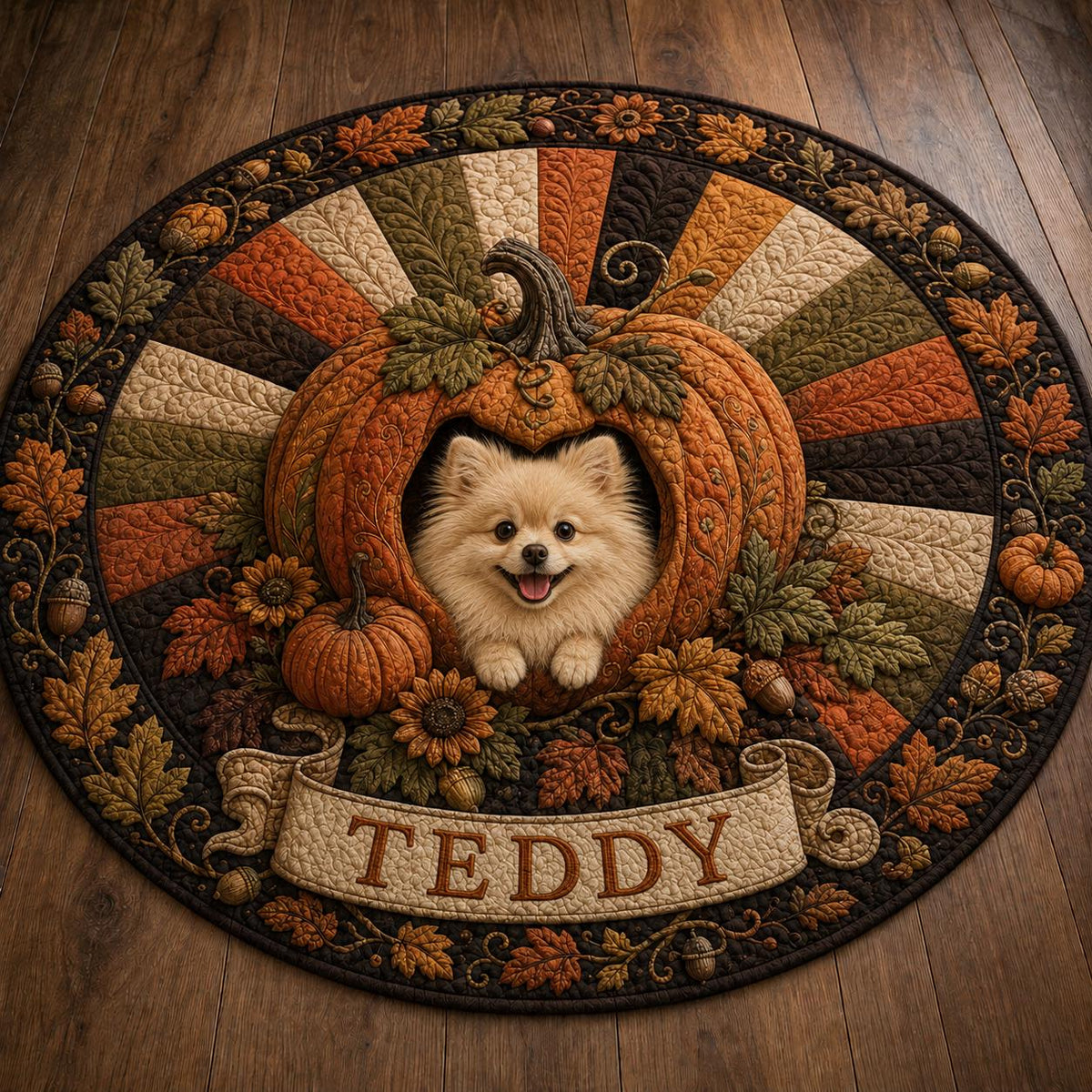 Pumpkin Cat Round Rug - Fall Autumn Cat Area Rug - image 3