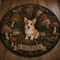 Mushroom Cat Round Rug - Personalized Woodland Cat Area Rug