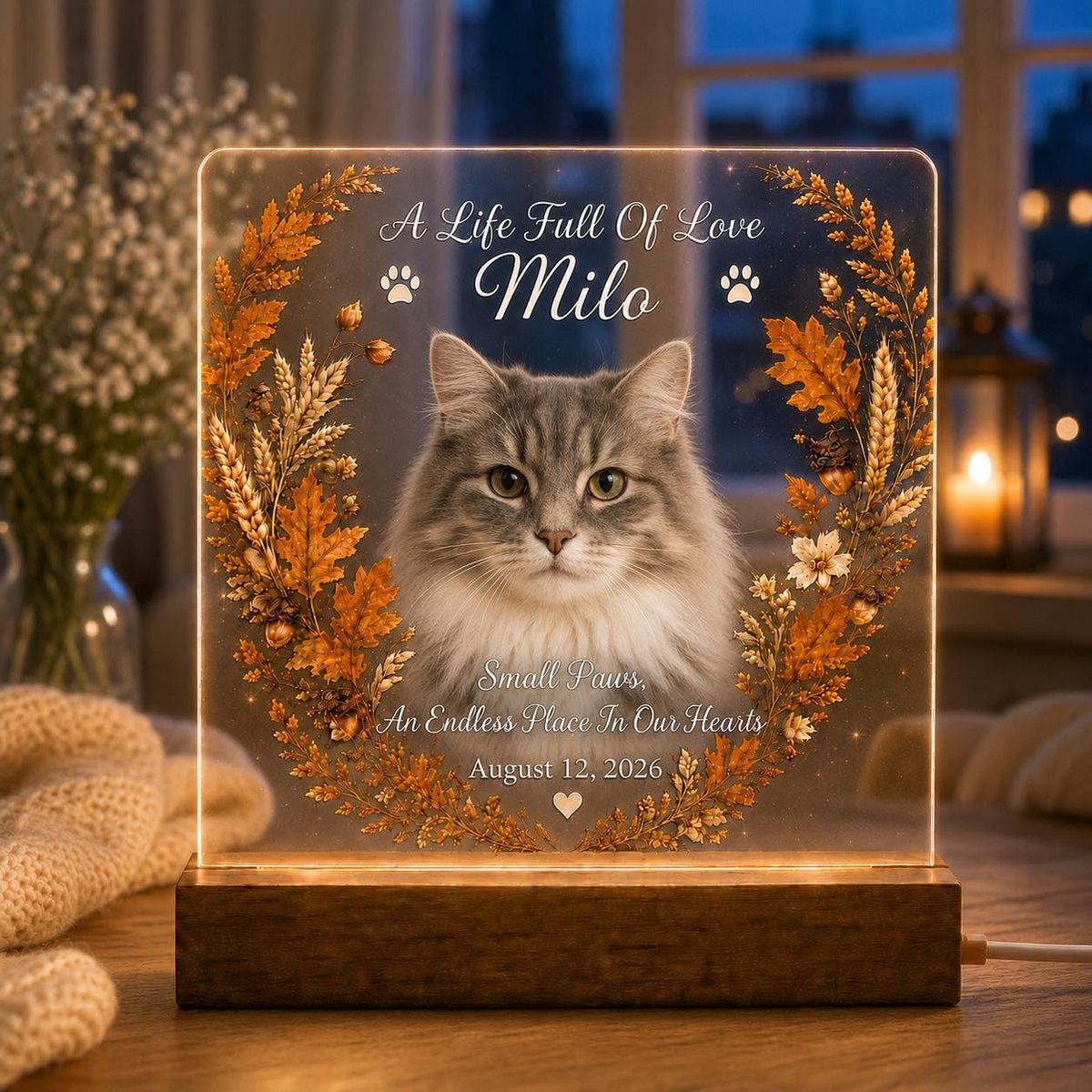 Dog Memorial Night Light - Personalized Pet Photo Acrylic Plaque - image 6
