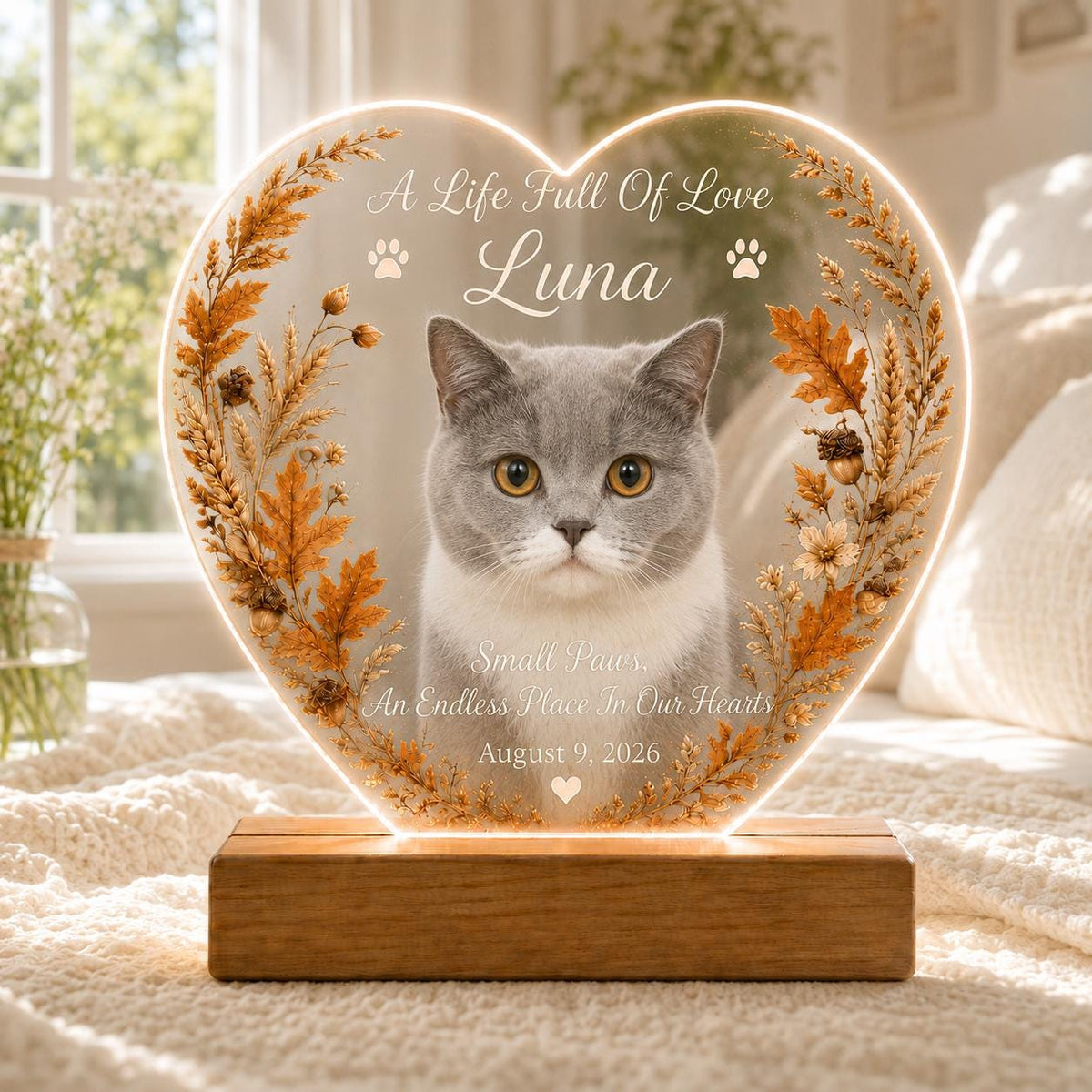 Dog Memorial Night Light - Personalized Pet Photo Acrylic Plaque - image 5