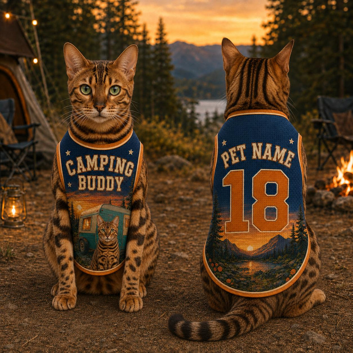 Camping Dog Jersey - Personalized Outdoor Pet Shirt