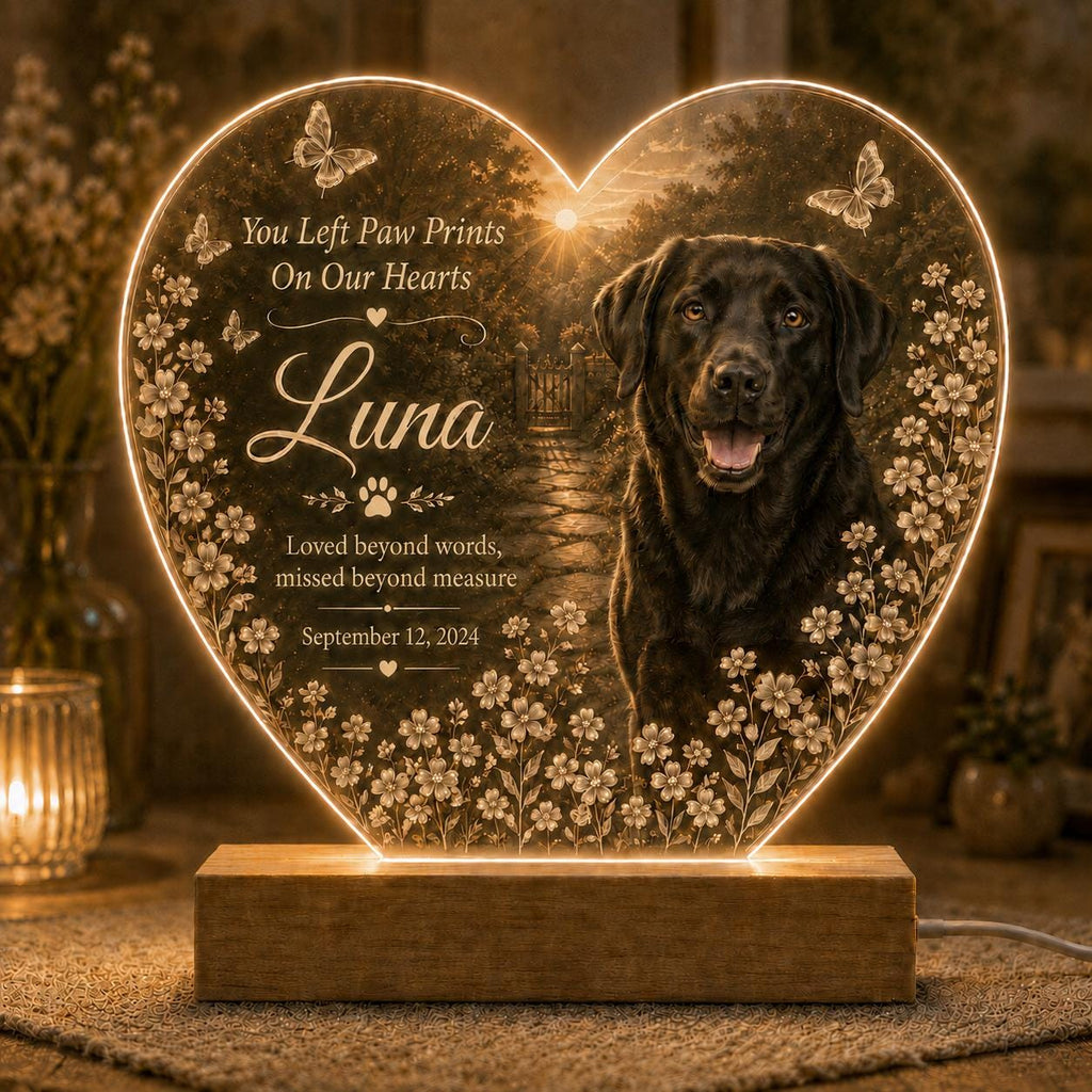 Pet Remembrance Light - Custom Black Lab Photo Plaque
