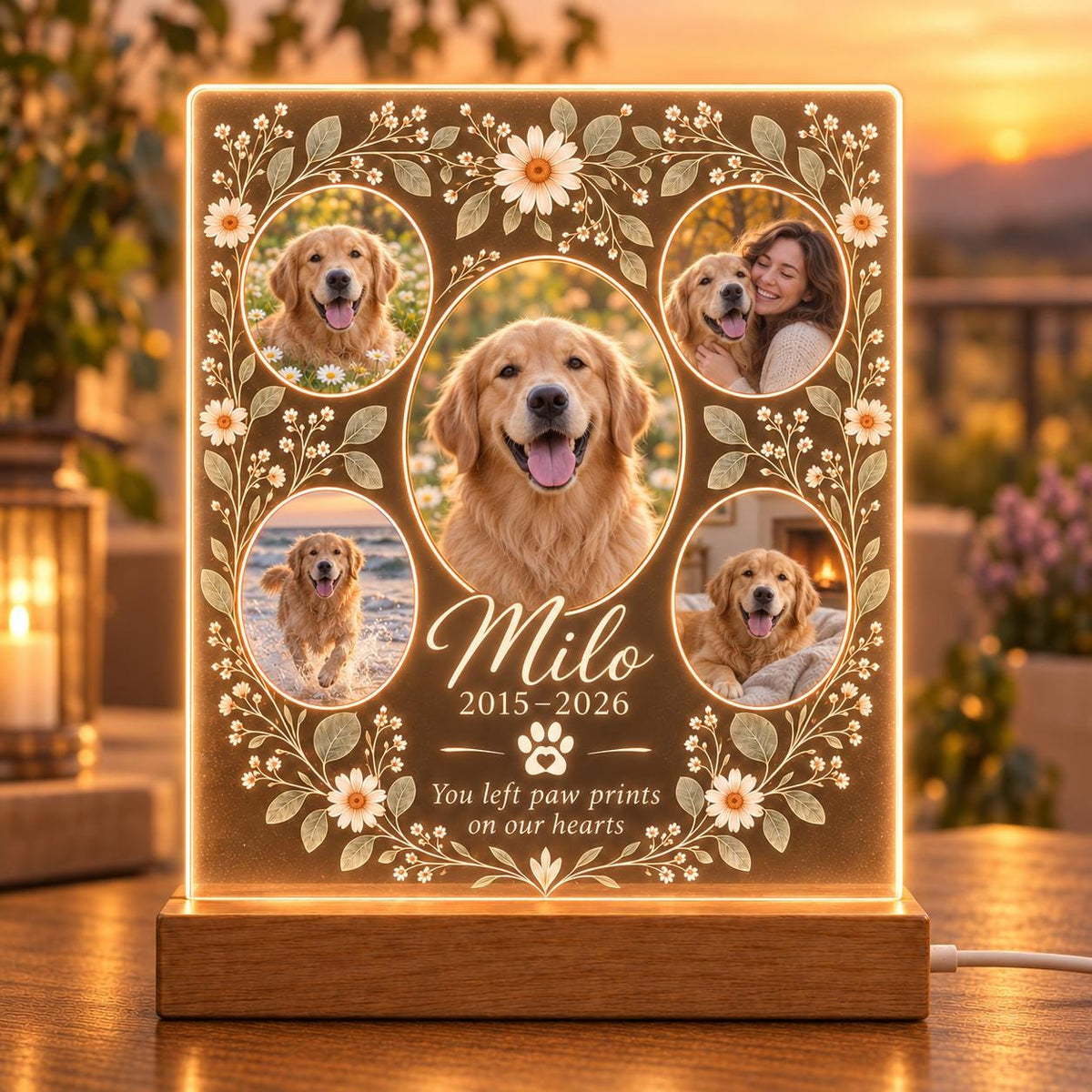 Custom Pet Memorial Lamp - Personalized Dog Photo Acrylic Plaque - image 3