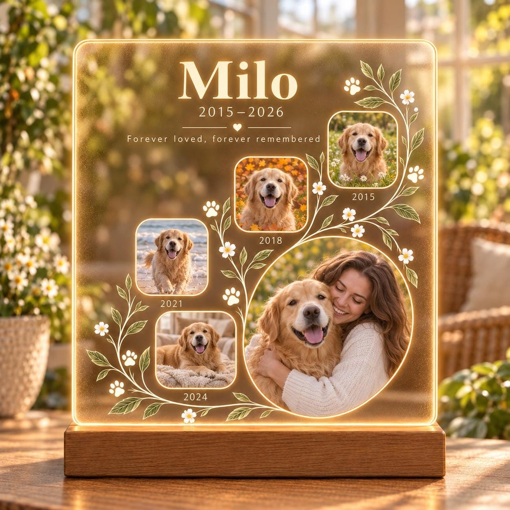 Personalized Pet Memorial Light - Custom Dog Photo Acrylic Plaque - image 4