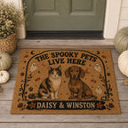 Personalized Pet Halloween Doormat - Spooky Pets Live Here Mat - image 3