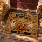 Beware of the Cuteness Doormat - Personalized Halloween Dog Mat