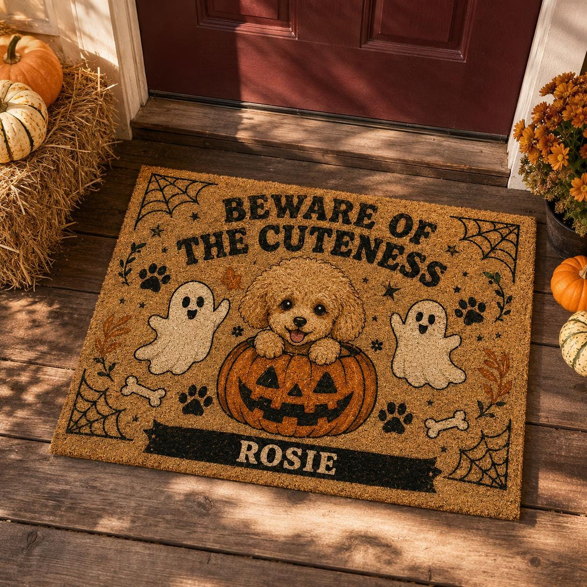 Beware of the Cuteness Doormat - Personalized Halloween Dog Mat
