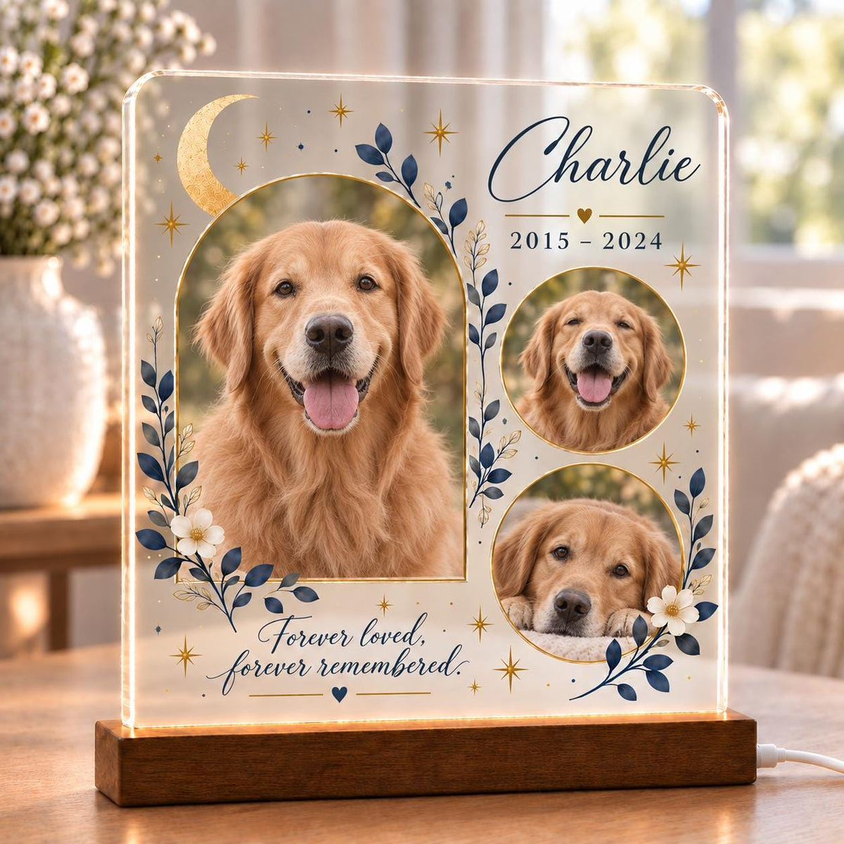 French Bulldog Memorial Light - Custom Pet Photo Acrylic Plaque - image 5