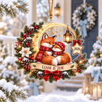 Personalized Fox Christmas Ornament - Custom Couple Names Acrylic Keepsake - image 2