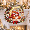Personalized Fox Christmas Ornament - Custom Couple Names Acrylic Keepsake