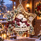 Personalized Polar Bear Christmas Ornament - Acrylic Family Keepsake - image 2