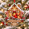 Cardinal Christmas Ornament - Personalized Acrylic Family Keepsake