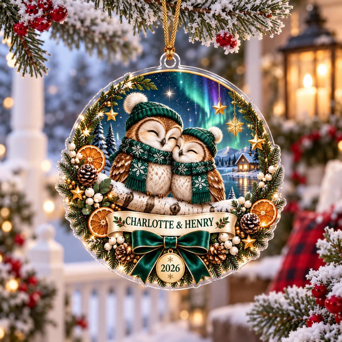 Owl Couple Christmas Ornament - Personalized Acrylic Keepsake - image 5