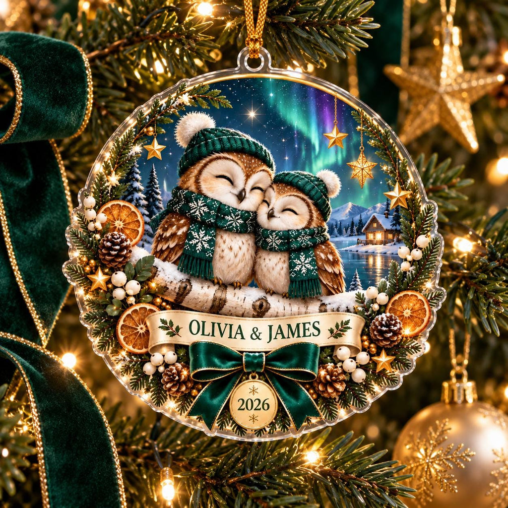Owl Couple Christmas Ornament - Personalized Acrylic Keepsake - image 3