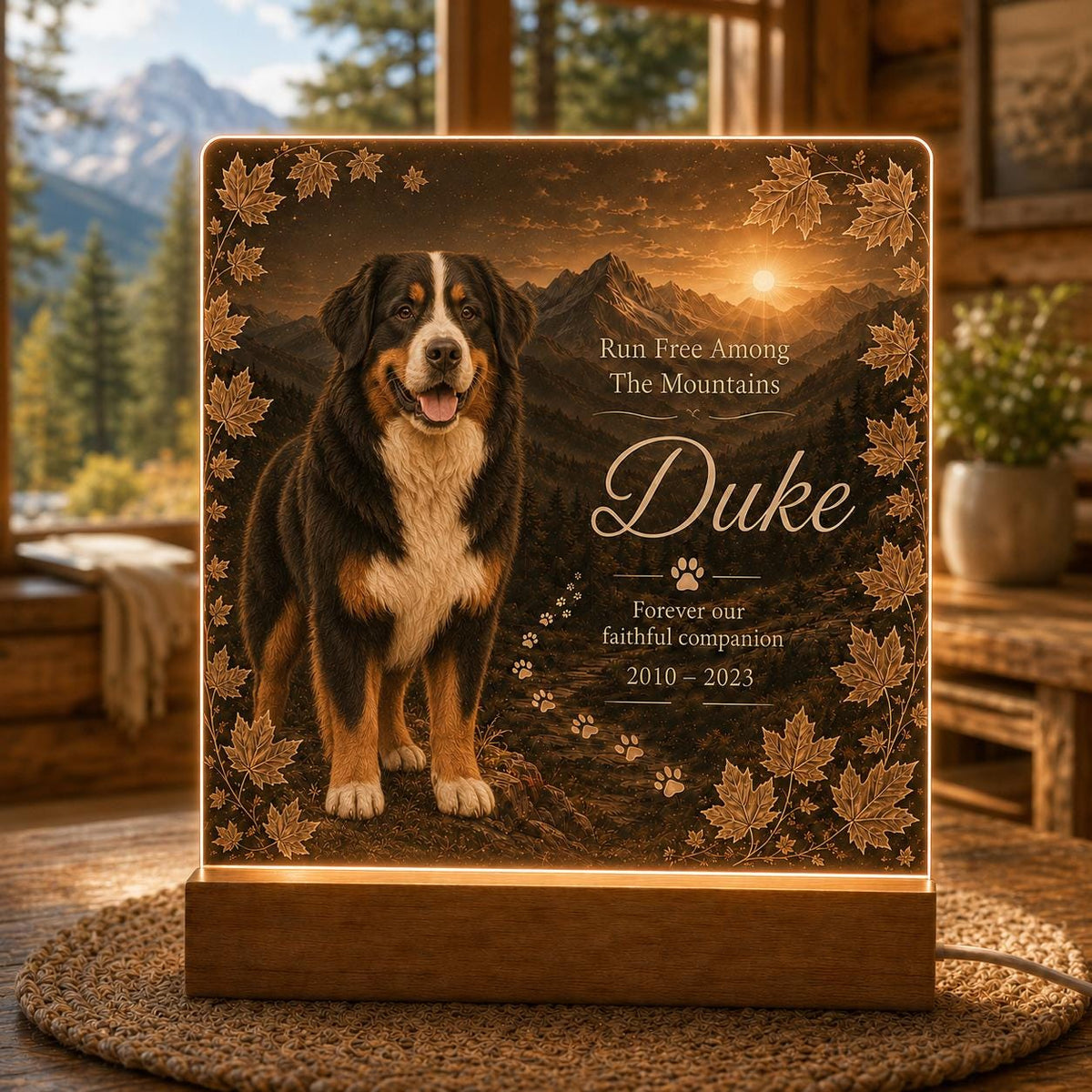 Custom Dog Memorial Lamp - Black Lab Photo Plaque - image 2