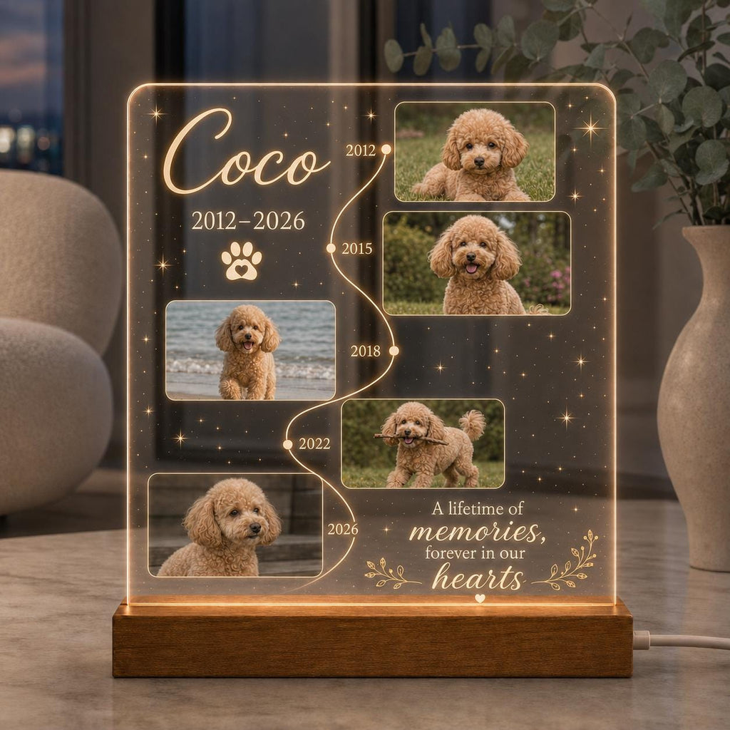 Pet Memory Timeline Lamp - Custom Dog Photo Acrylic Plaque - image 3