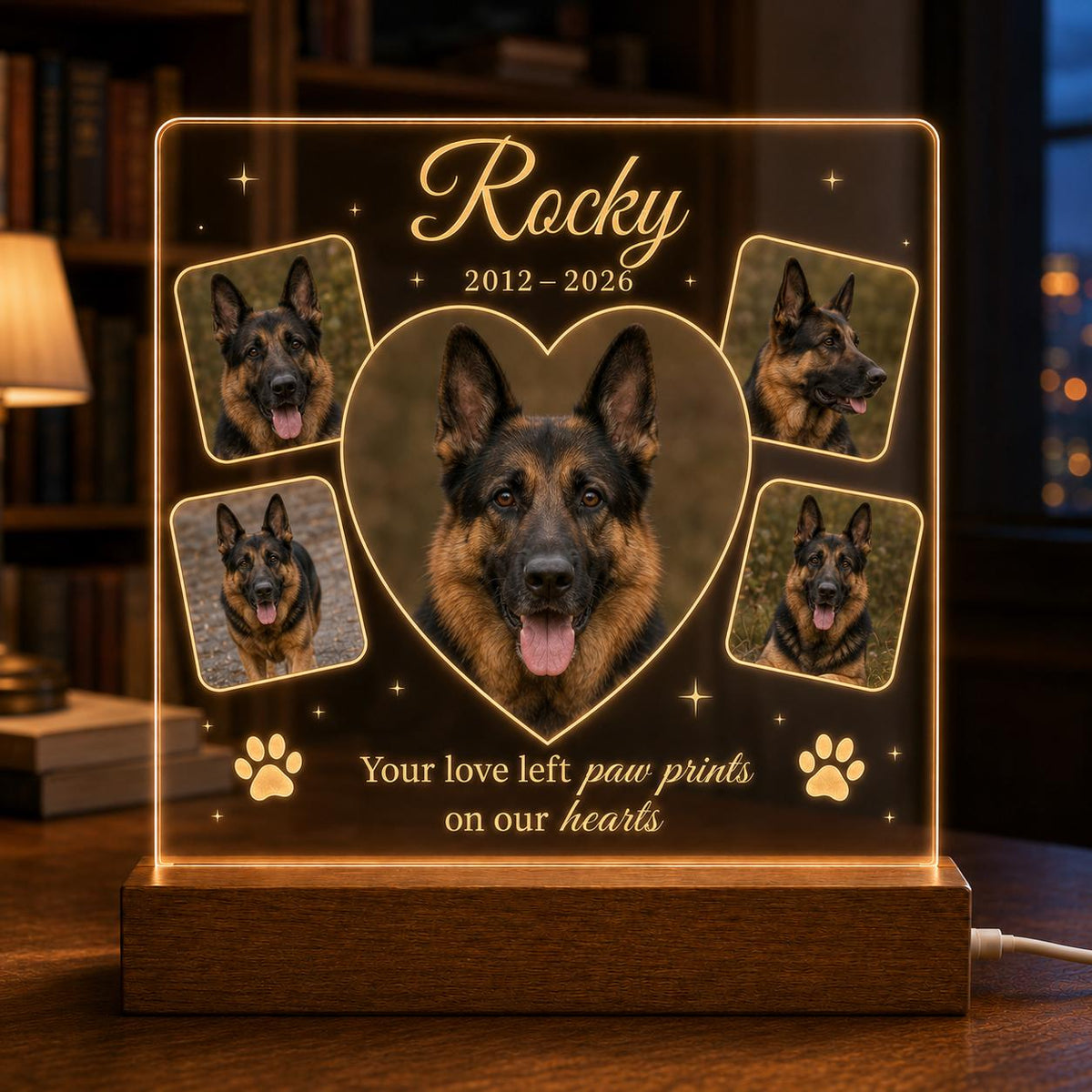 Pet Retriever Memorial Light - Custom Dog Photo Acrylic Plaque - image 2