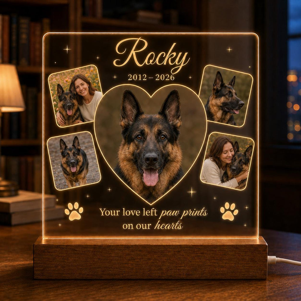 Pet Retriever Memorial Light - Custom Dog Photo Acrylic Plaque