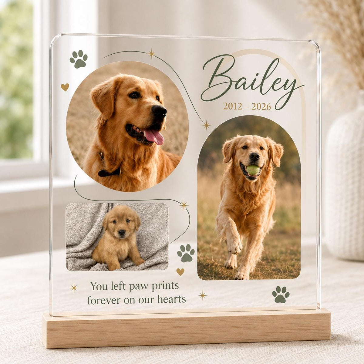 Custom Pet Photo Plaque - Golden Retriever Memorial Acrylic Sign - image 4