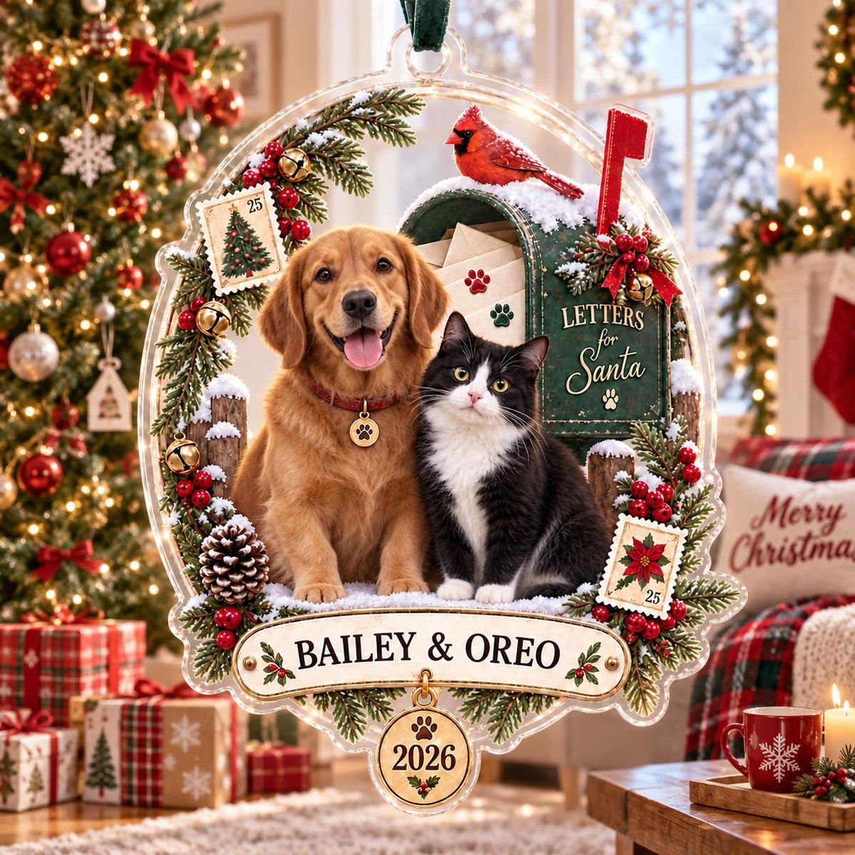 Letters for Santa Pet Ornament - Personalized Dog Cat Acrylic Keepsake - image 3