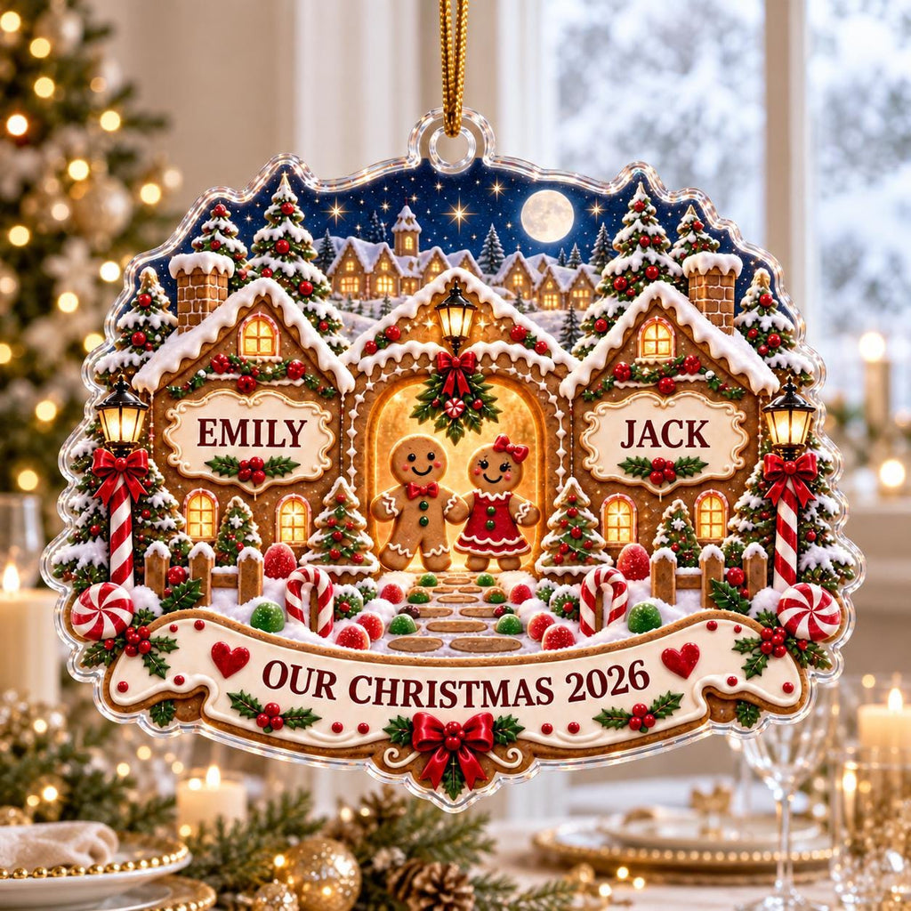 Gingerbread House Ornament - Personalized Couple Christmas Keepsake