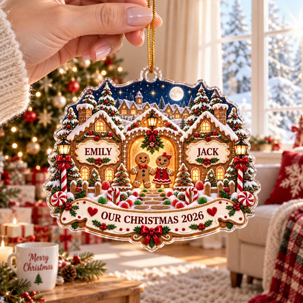 Gingerbread House Ornament - Personalized Couple Christmas Keepsake - image 2
