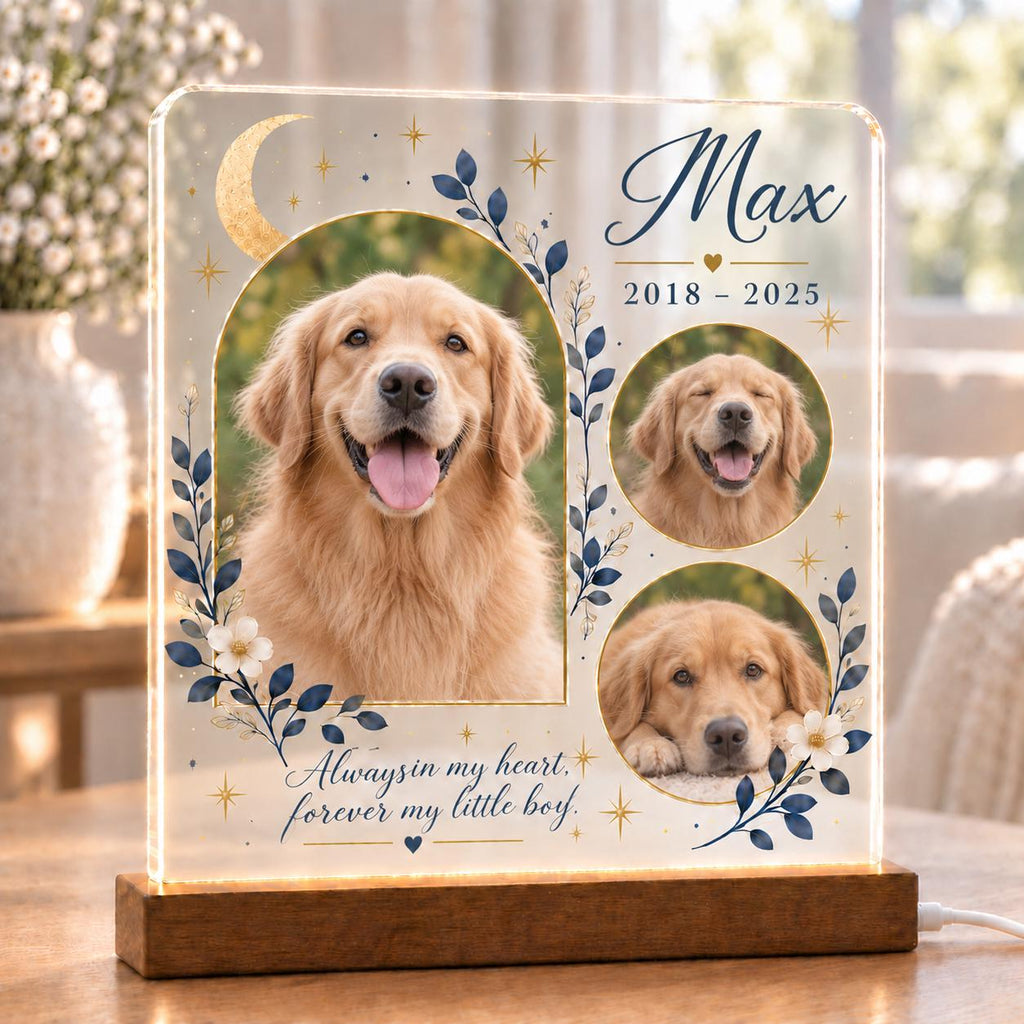 French Bulldog Memorial Light - Custom Pet Photo Acrylic Plaque - image 2