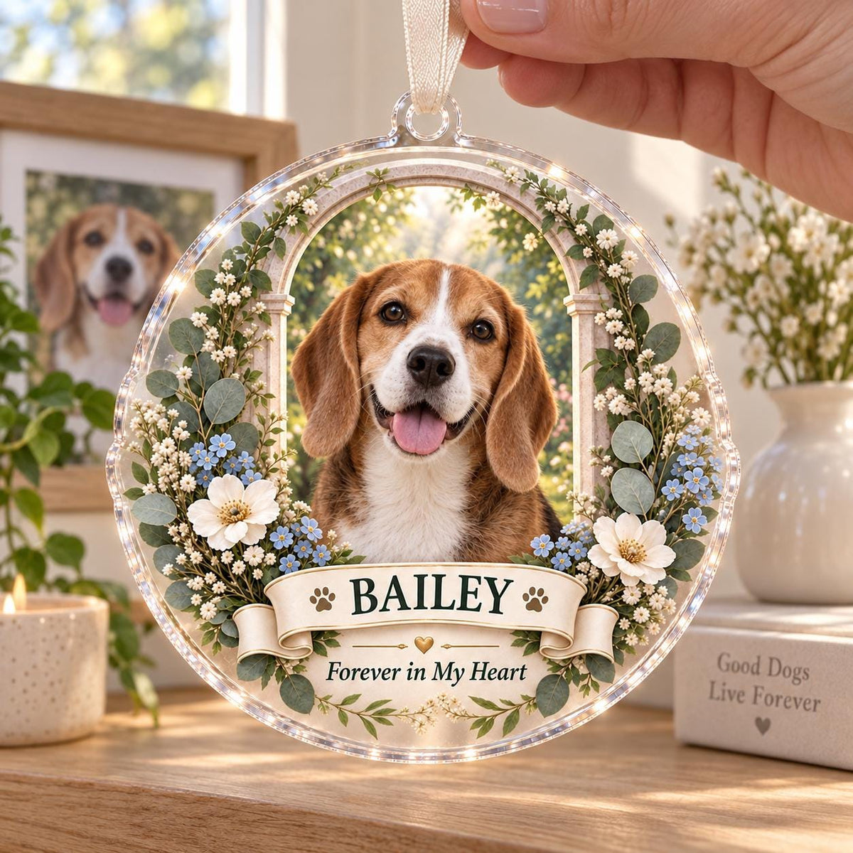 White Cat Memorial Ornament - Personalized Pet Photo Acrylic Keepsake - image 6