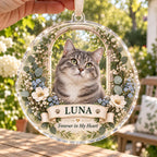 White Cat Memorial Ornament - Personalized Pet Photo Acrylic Keepsake - image 2