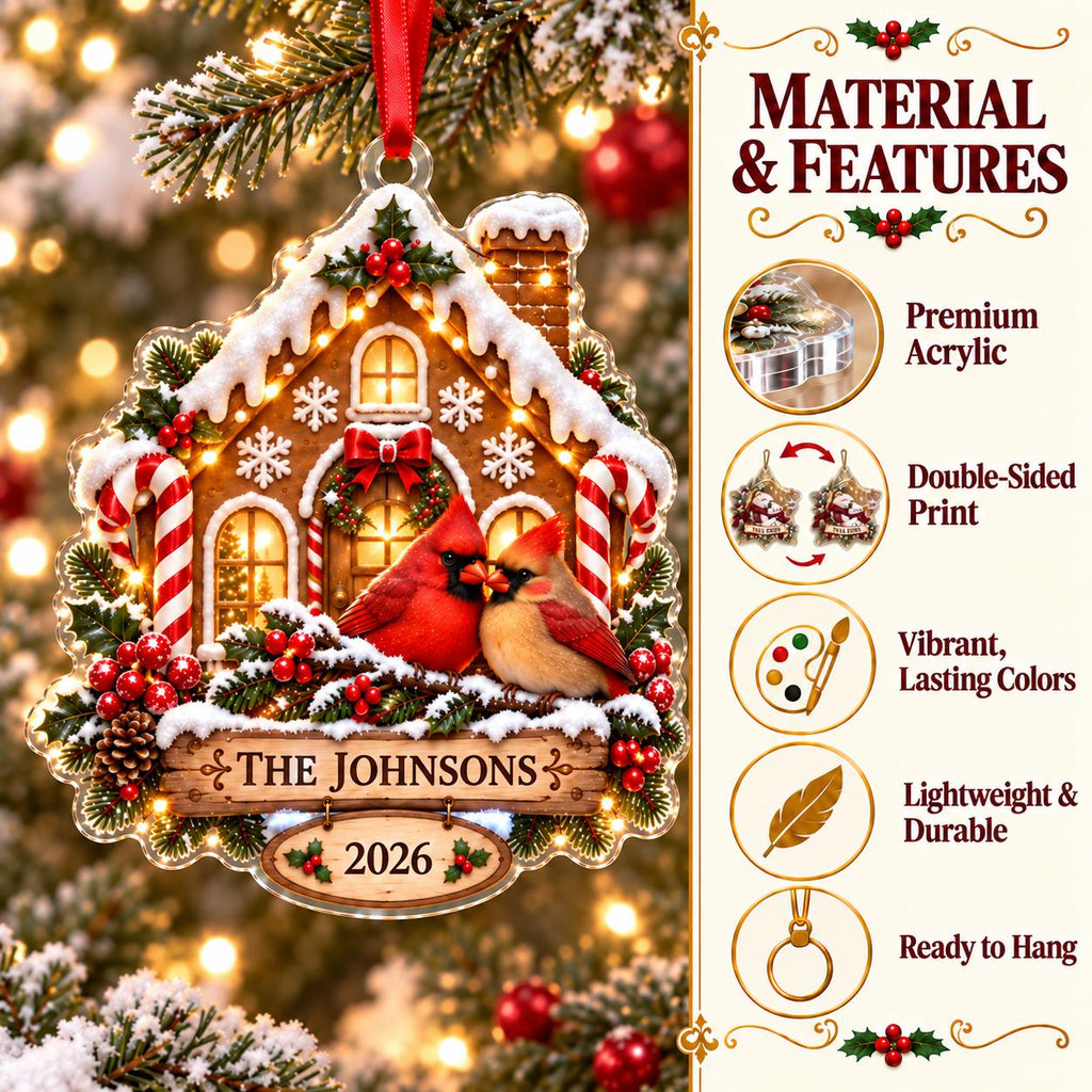 Cardinal Christmas Ornament - Personalized Acrylic Family Keepsake - image 6
