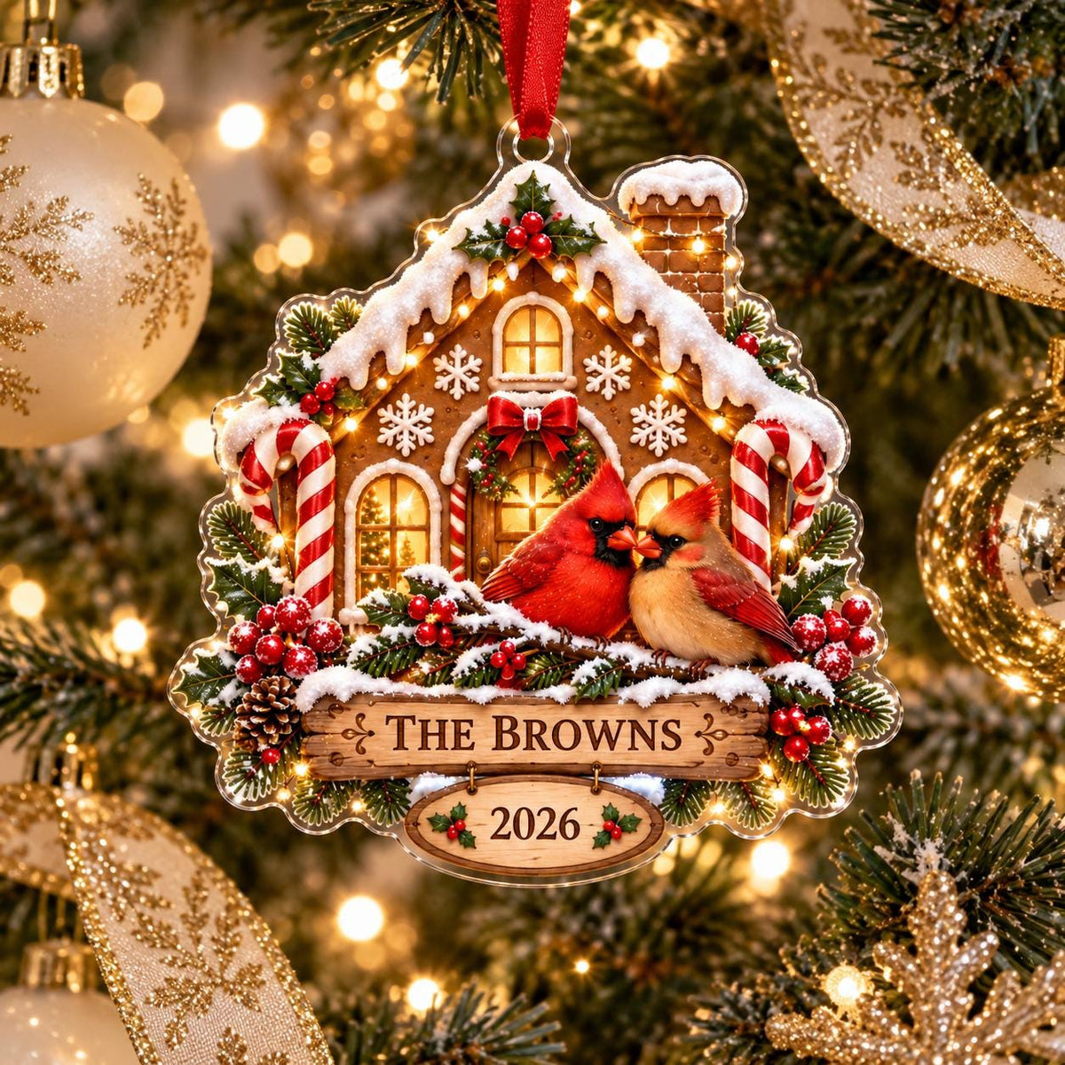 Cardinal Christmas Ornament - Personalized Acrylic Family Keepsake - image 3