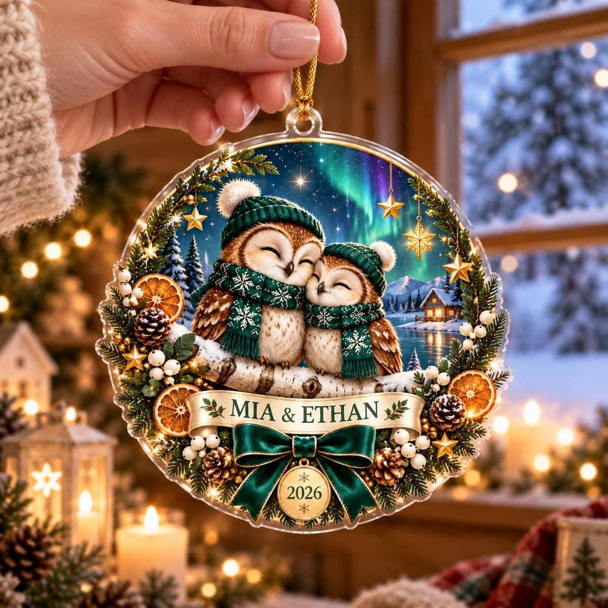Owl Couple Christmas Ornament - Personalized Acrylic Keepsake - image 4