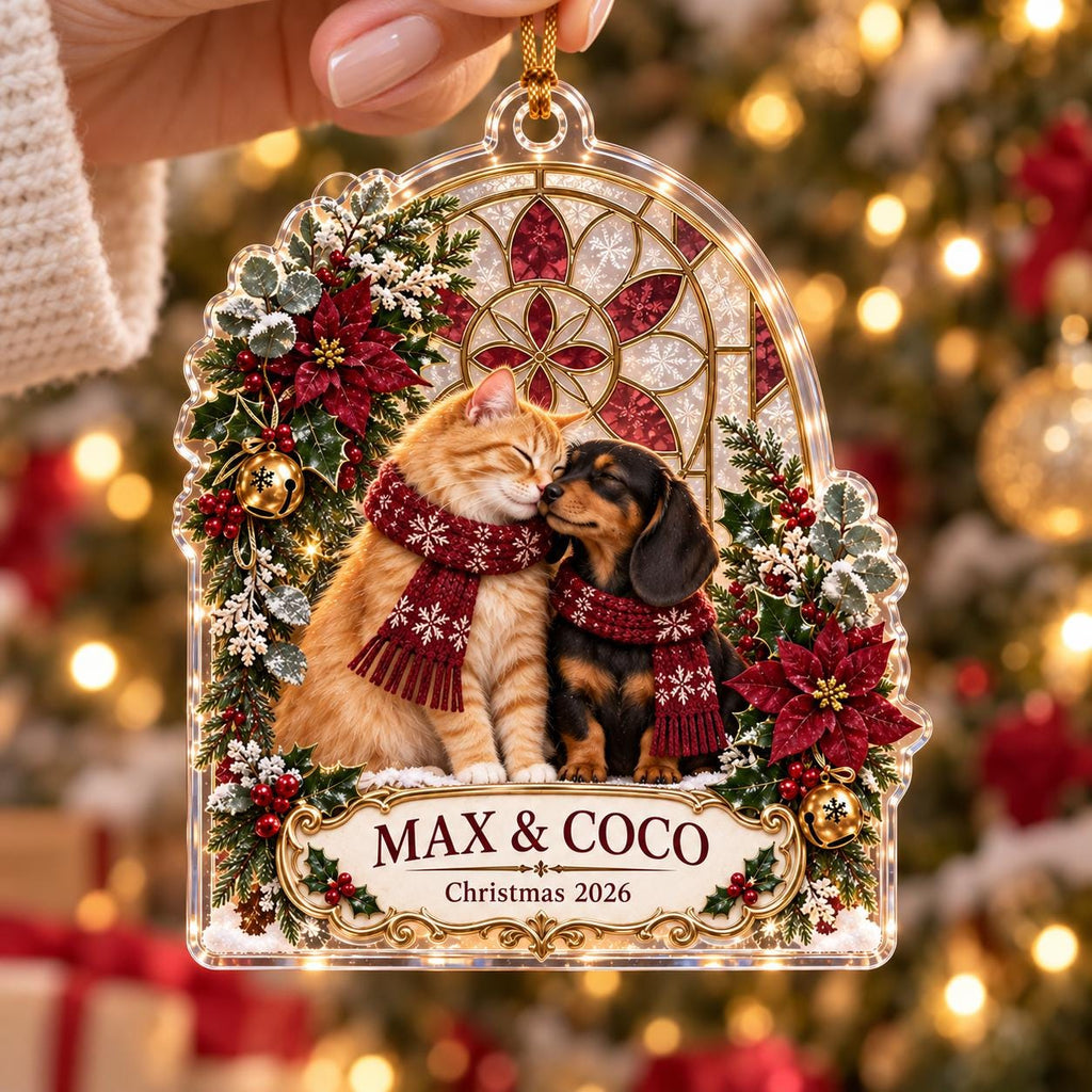Dog Cat Christmas Ornament - Personalized Pet Name Acrylic Keepsake - image 4