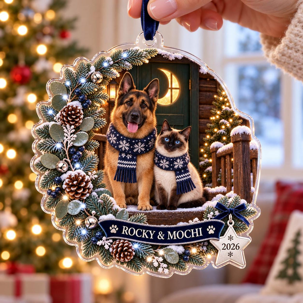 Moonlit Pet Christmas Ornament - Personalized Dog Cat Acrylic Keepsake - image 5