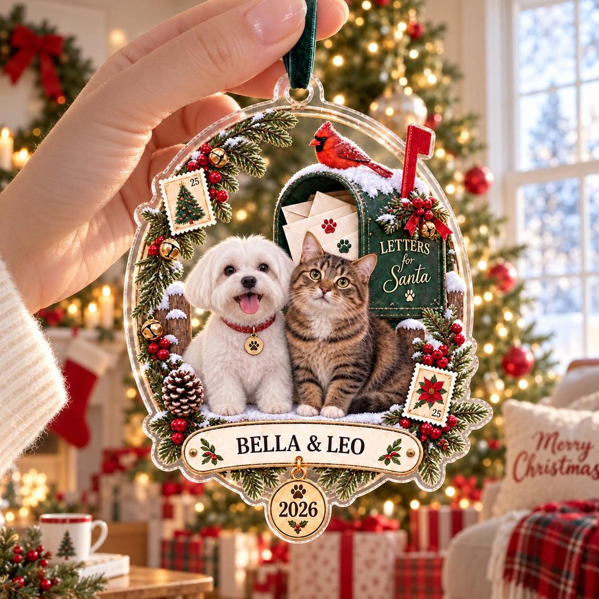Letters for Santa Pet Ornament - Personalized Dog Cat Acrylic Keepsake - image 4