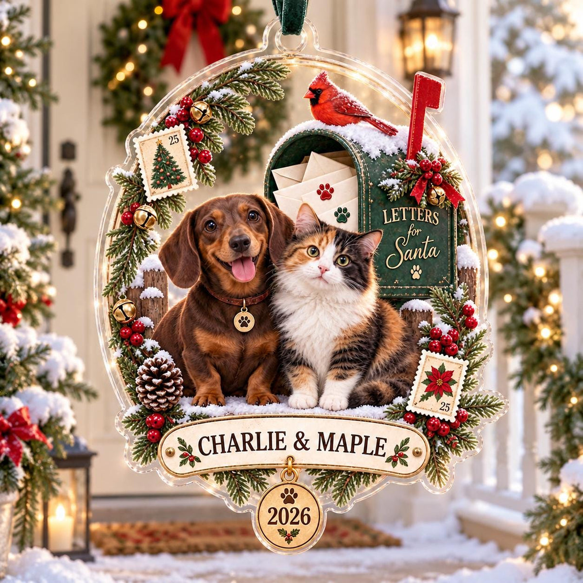 Letters for Santa Pet Ornament - Personalized Dog Cat Acrylic Keepsake