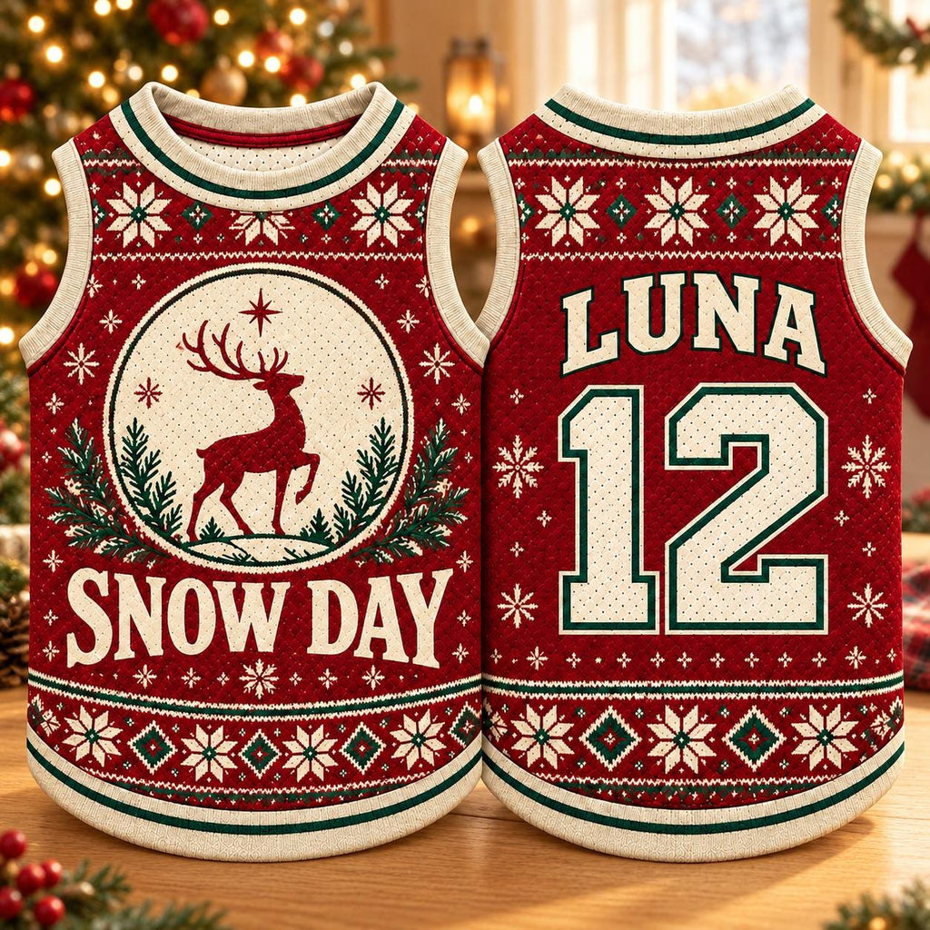 Snow Day Pet Jersey - Personalized Dog Name Number Shirt - image 5
