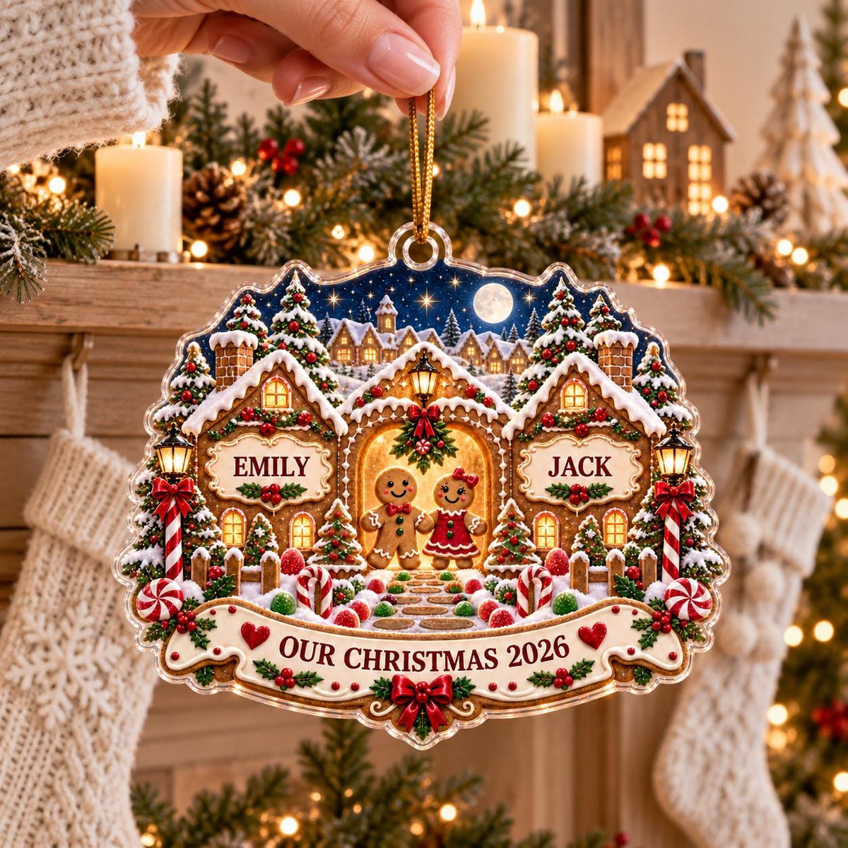 Gingerbread House Ornament - Personalized Couple Christmas Keepsake - image 4
