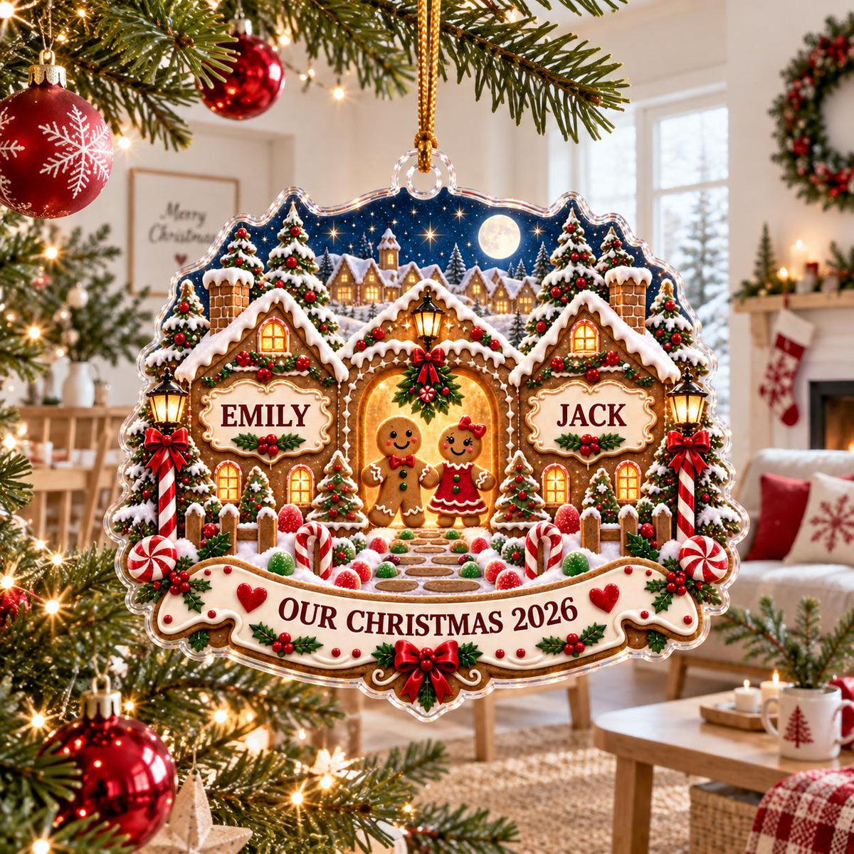 Gingerbread House Ornament - Personalized Couple Christmas Keepsake - image 3