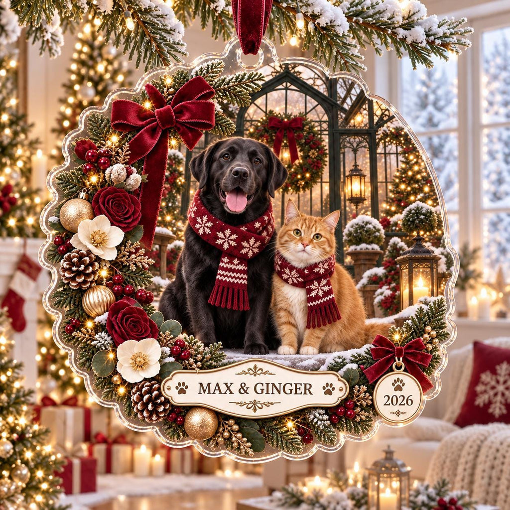Burgundy Pet Christmas Ornament - Personalized Dog Cat Acrylic Keepsake - image 5