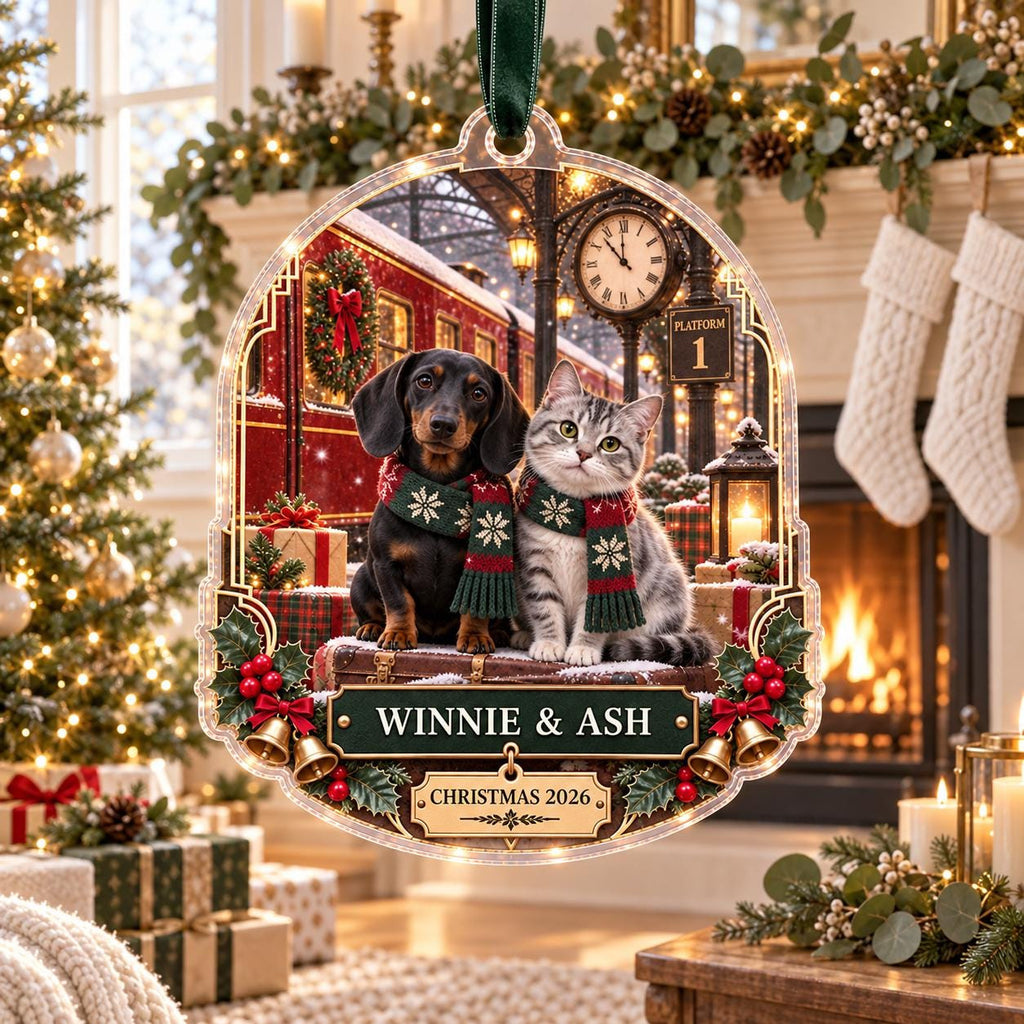 Christmas Train Pet Ornament - Personalized Dog Cat Acrylic Keepsake - image 5