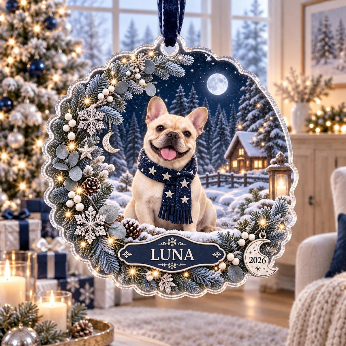 French Bulldog Christmas Ornament - Personalized Dog Acrylic Keepsake