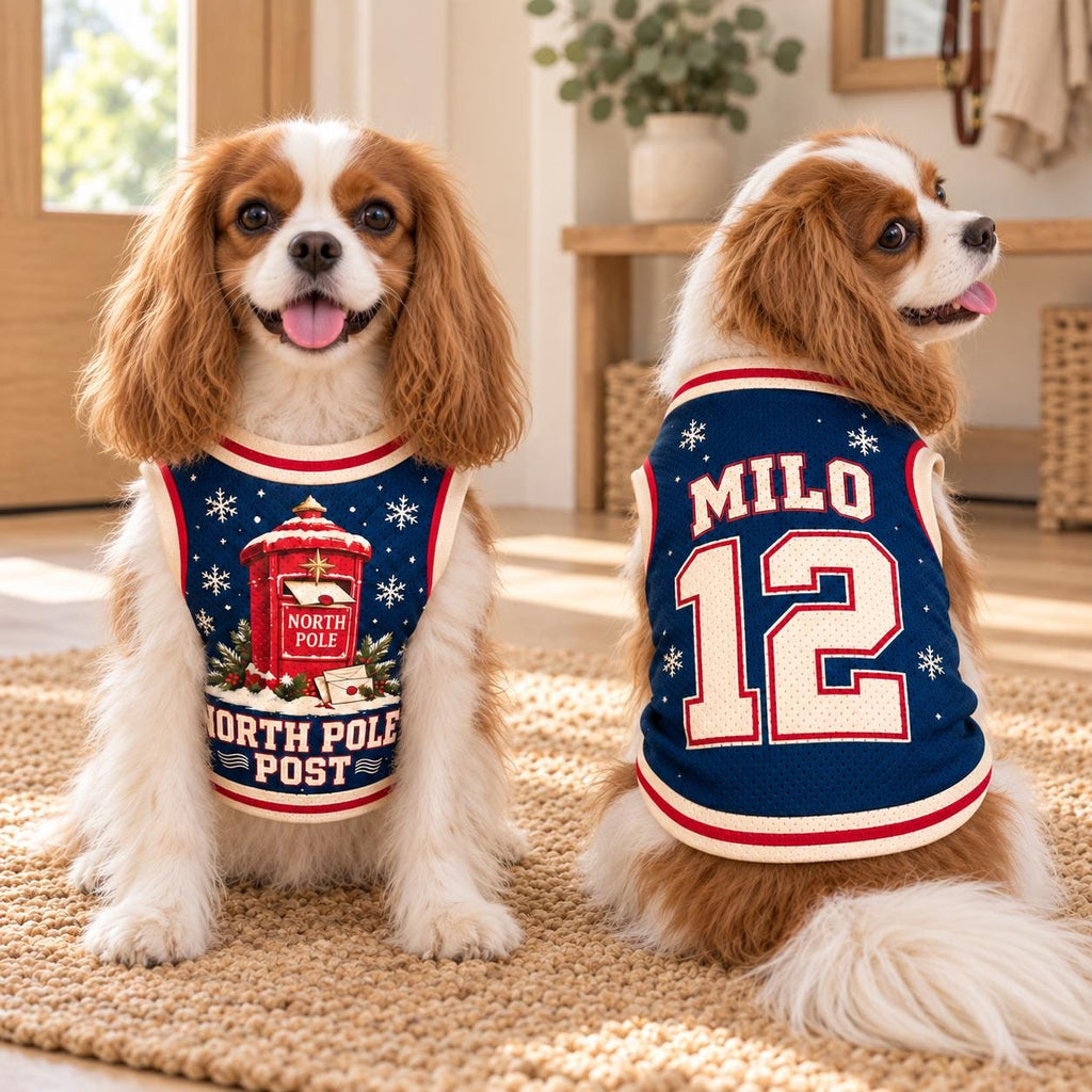 North Pole Pet Jersey - Personalized Dog Name Number Shirt - image 3