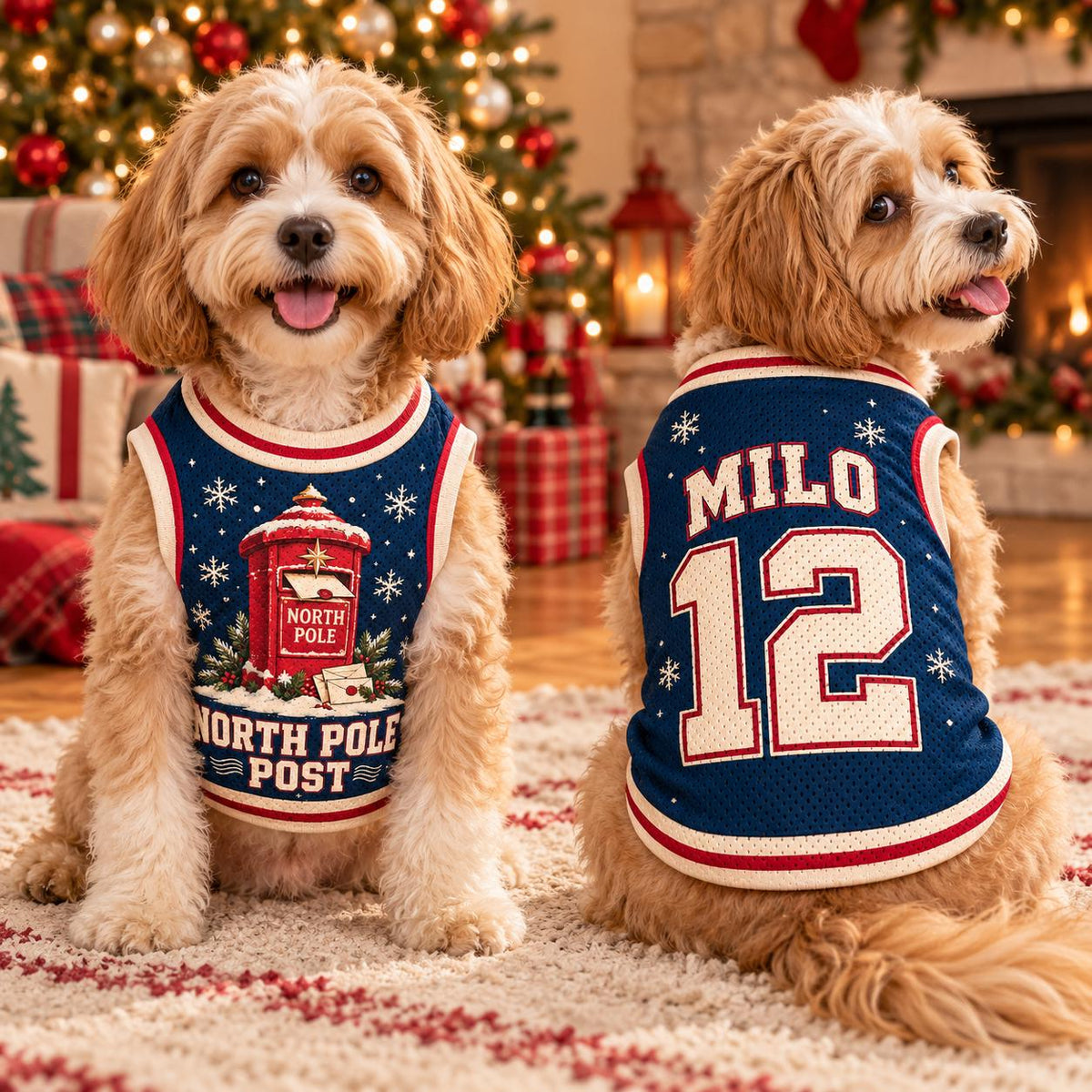 North Pole Pet Jersey - Personalized Dog Name Number Shirt - image 5
