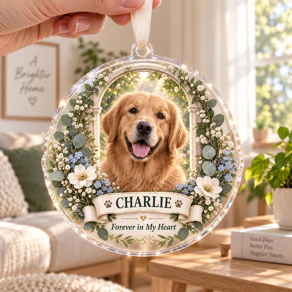 White Cat Memorial Ornament - Personalized Pet Photo Acrylic Keepsake - image 4