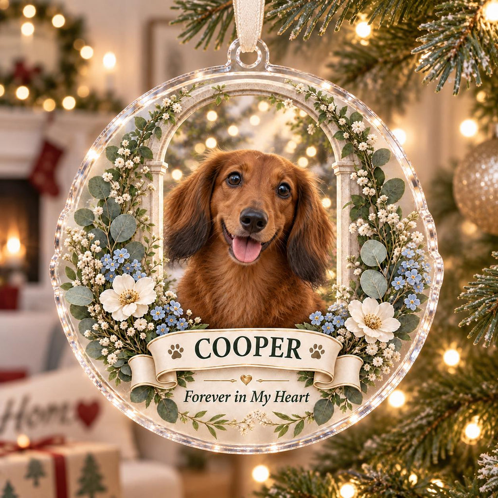 White Cat Memorial Ornament - Personalized Pet Photo Acrylic Keepsake - image 3